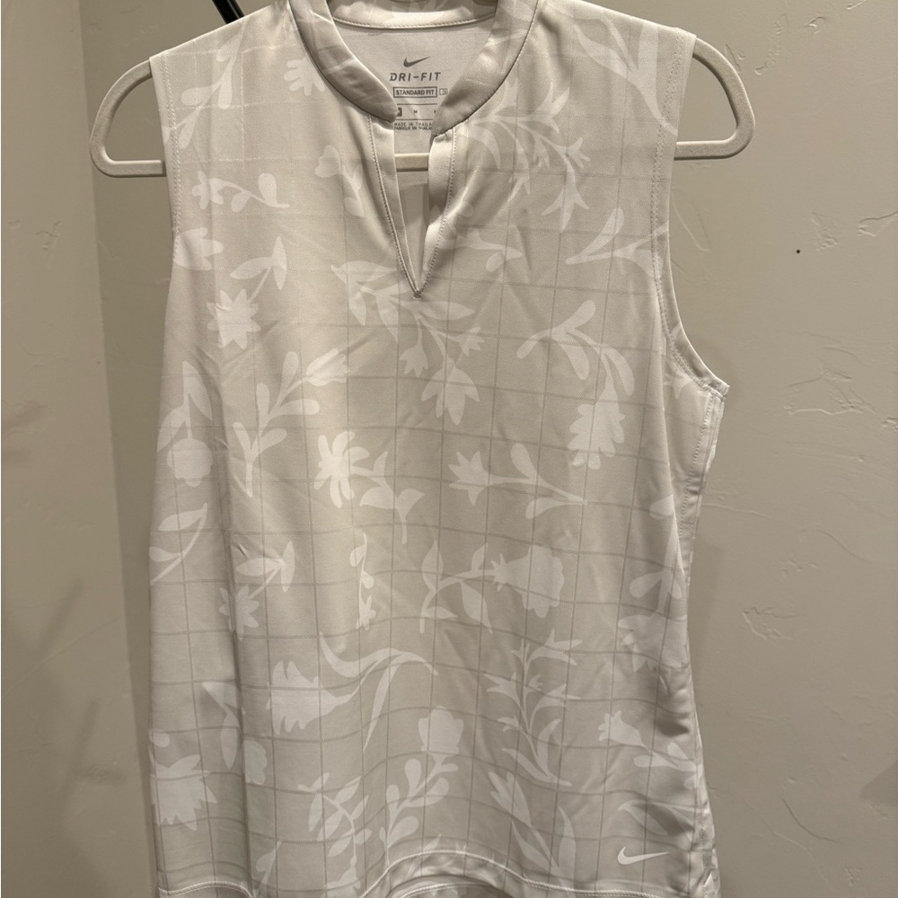 Nike Dri-Fit Sleeveless Athletic Tennis Golf Shirt Tank White Gray Size M